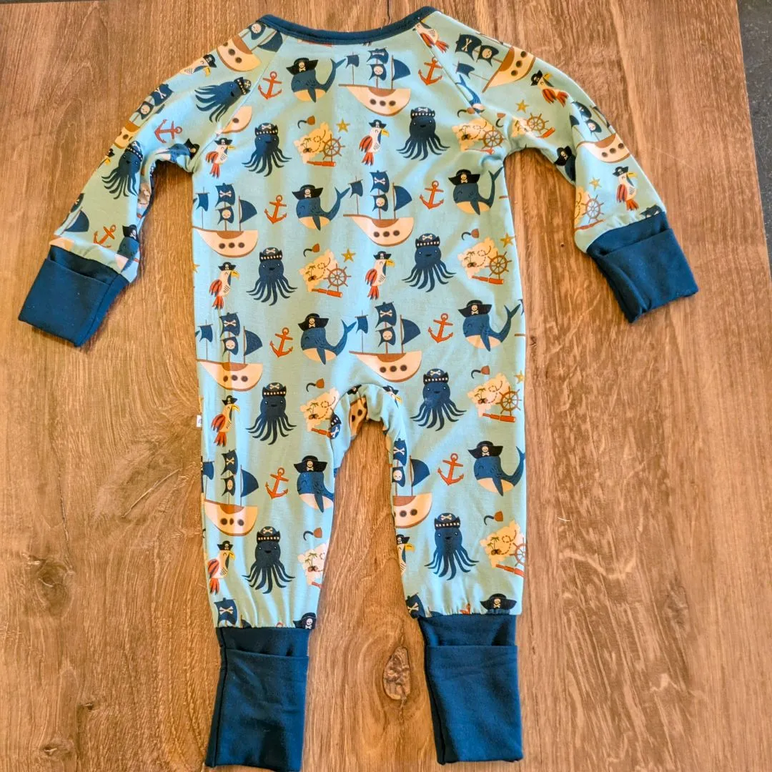 12-18 M Ahoy, Matey! Convertible Zip Up Pirate bamboo Baby Pajamas