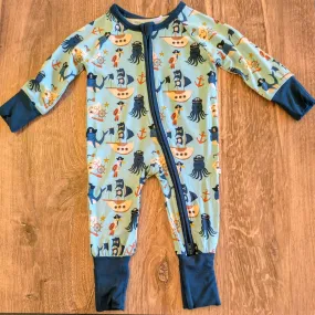 12-18 M Ahoy, Matey! Convertible Zip Up Pirate bamboo Baby Pajamas