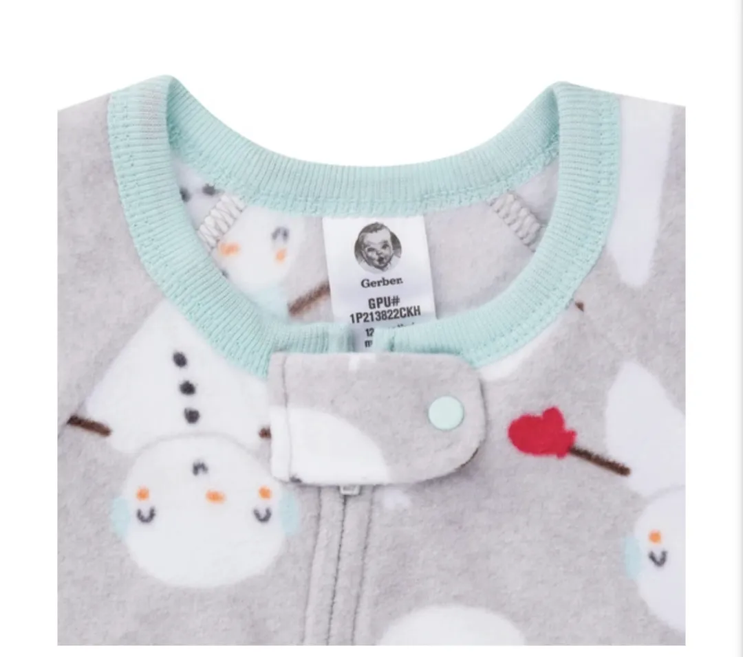 2-Pack Baby Frosty Snowman Buffalo Plaid Fleece Pajamas | 12 18 24 Months