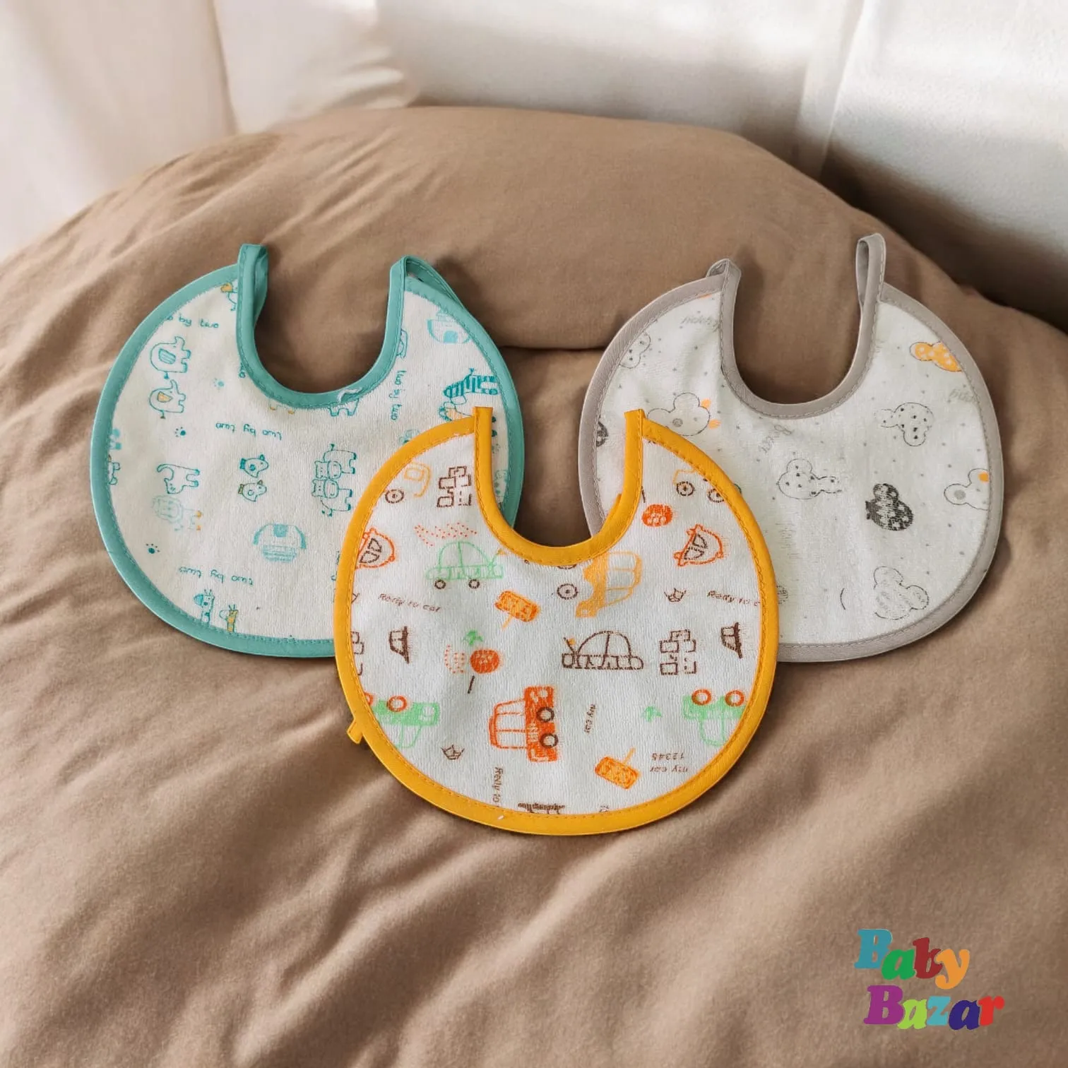3-in-1 Waterproof Baby Bibs Pack – Soft Absorbent & Durable