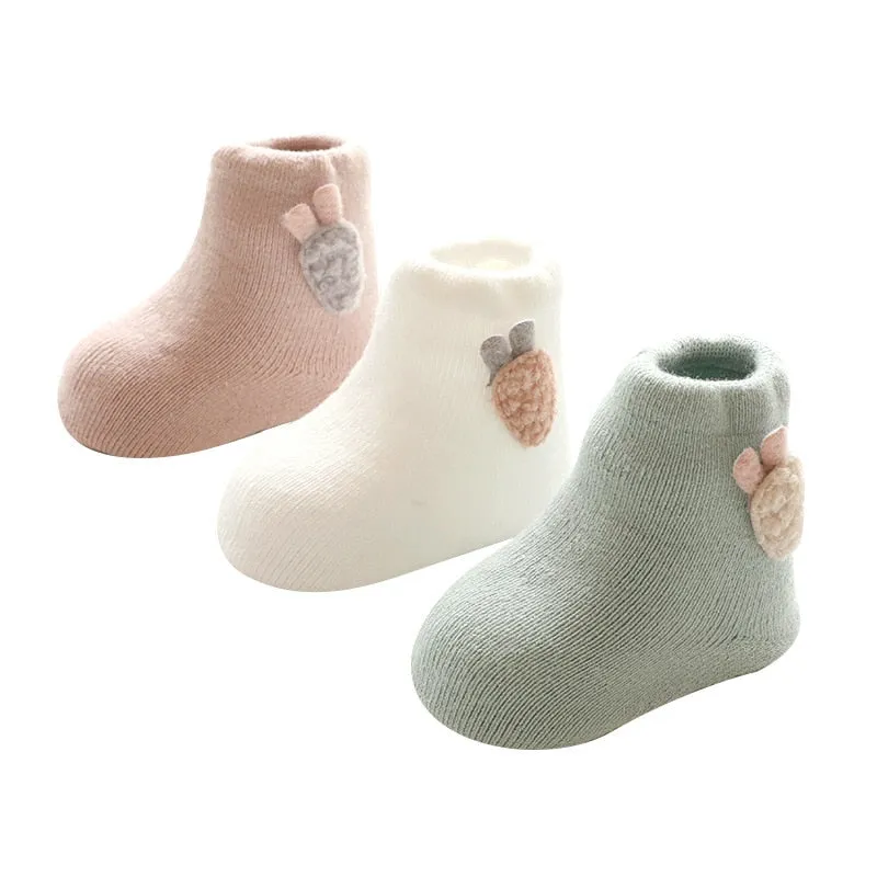 3 Pairs Winter Baby Socks Warm Thick Cotton Socks For Girls Boys Infant Cute Cartoon  Newborn Shoes Boots Clothing Accessories