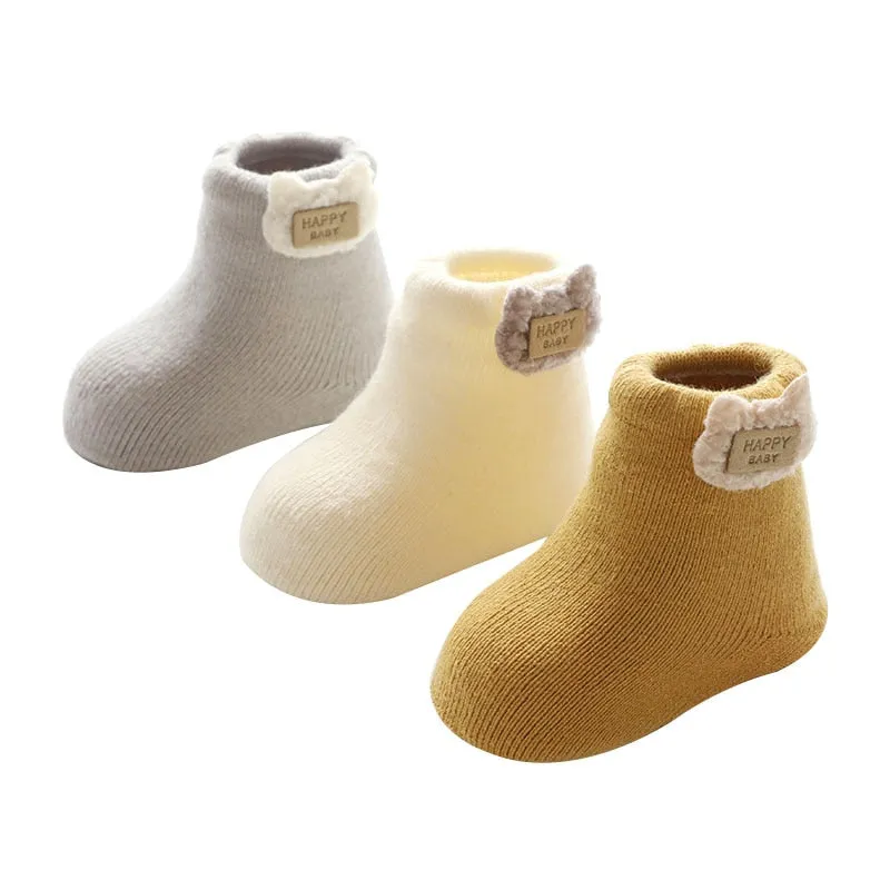 3 Pairs Winter Baby Socks Warm Thick Cotton Socks For Girls Boys Infant Cute Cartoon  Newborn Shoes Boots Clothing Accessories