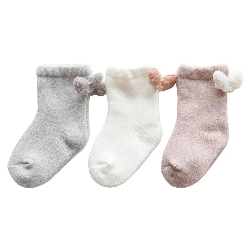 3 Pairs Winter Baby Socks Warm Thick Cotton Socks For Girls Boys Infant Cute Cartoon  Newborn Shoes Boots Clothing Accessories