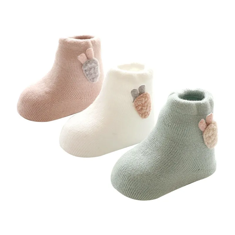 3 Pairs Winter Baby Socks Warm Thick Cotton Socks For Girls Boys Infant Cute Cartoon  Newborn Shoes Boots Clothing Accessories