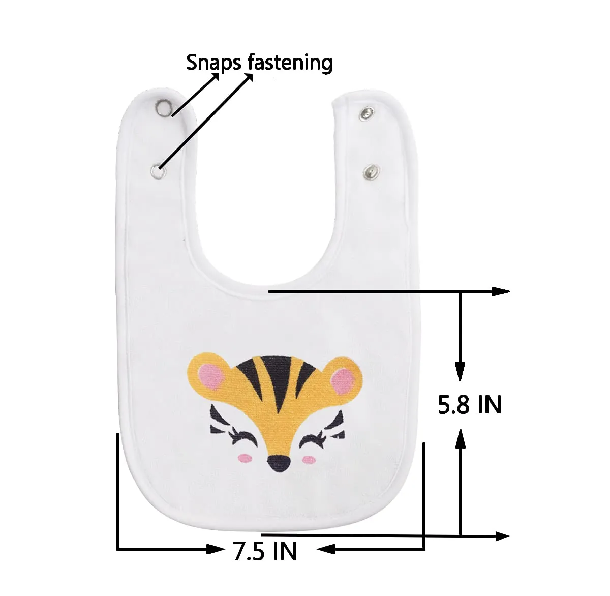 7 Pack Cotton Terry Waterproof Baby Bibs with Snaps for Girl Boy Unisex, Drool,Eating and Teething Bibs Multi1