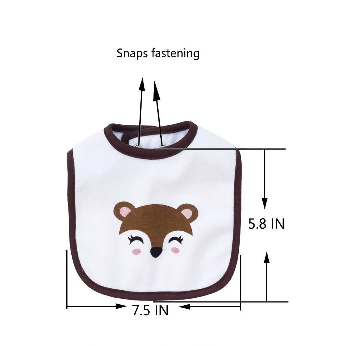 7 Pack Cotton Terry Waterproof Baby Bibs with Snaps for Girl Boy Unisex, Drool,Eating and Teething Bibs Multi1