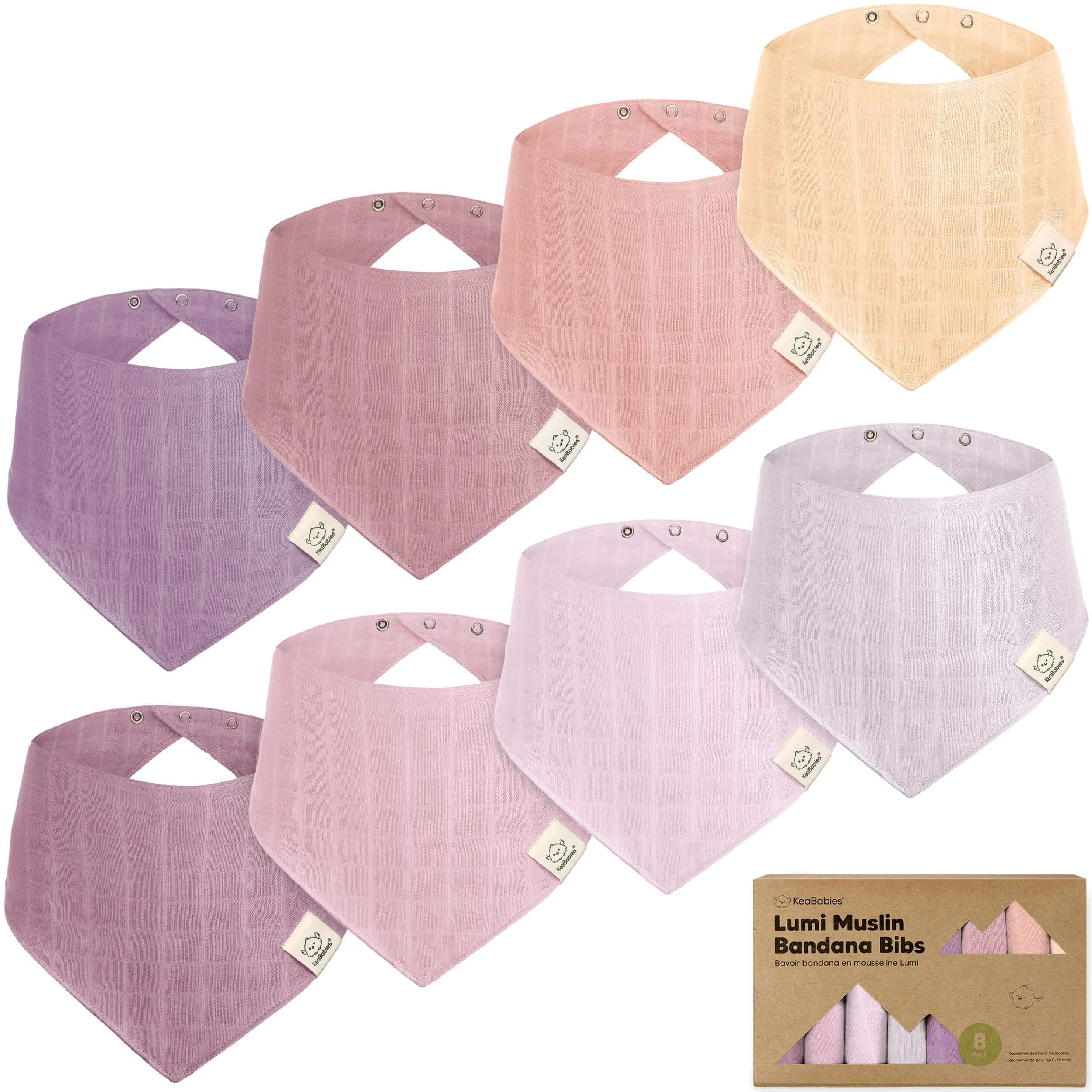 8-Pack Lumi Muslin Bandana Bibs
