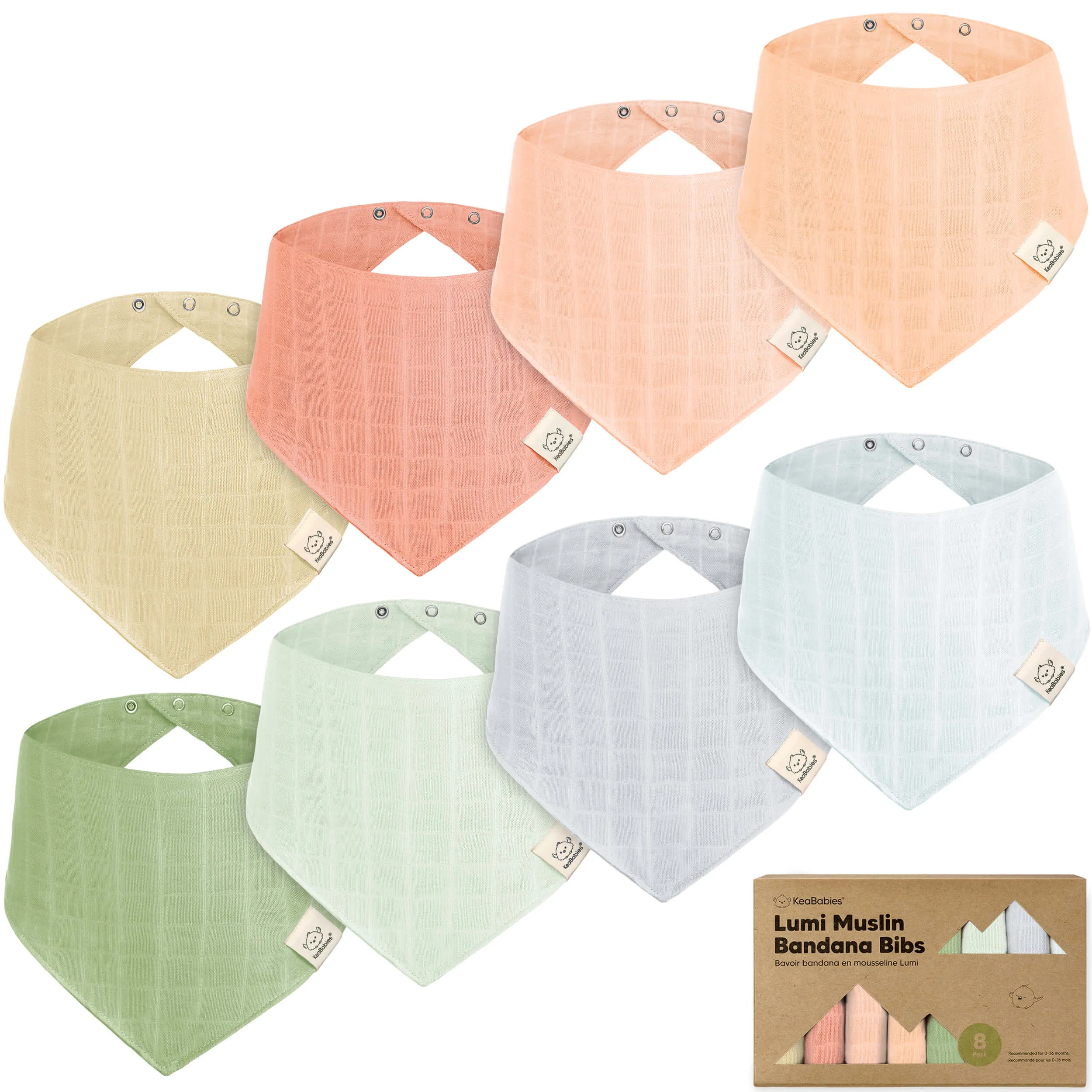 8-Pack Lumi Muslin Bandana Bibs