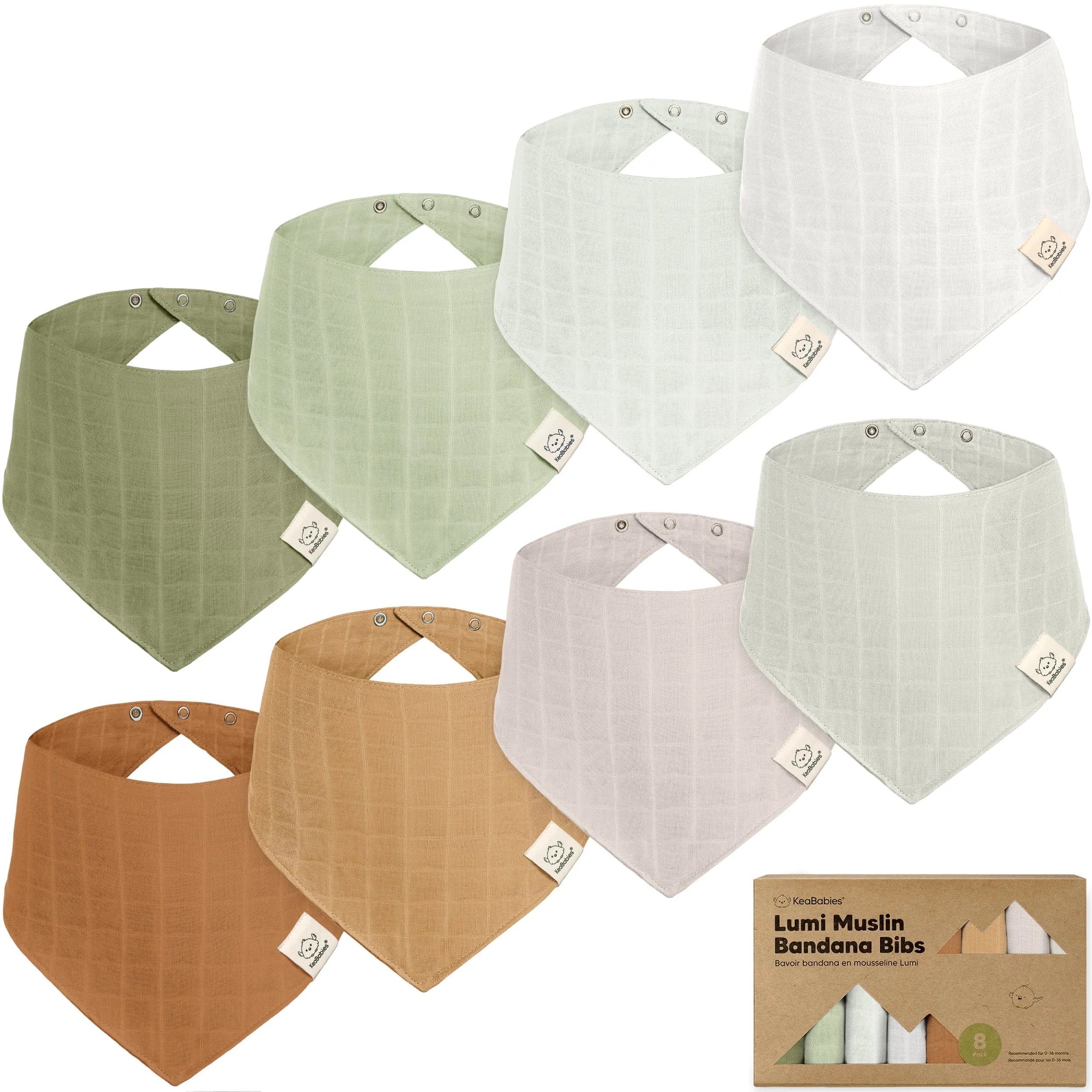 8-Pack Lumi Muslin Bandana Bibs