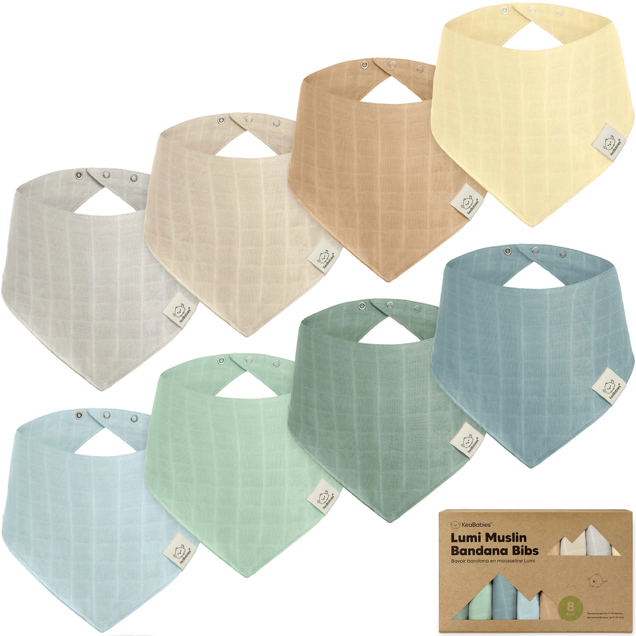 8-Pack Lumi Muslin Bandana Bibs