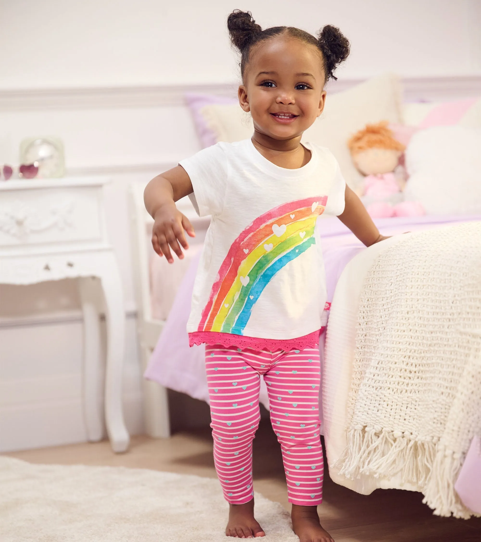 Baby & Toddler Girls Little Hearts Stretch Bamboo Leggings