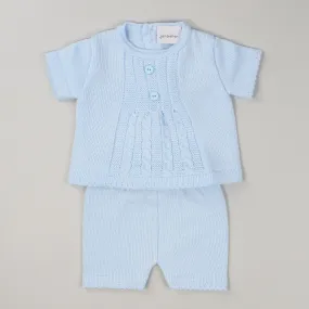 Baby Boy Blue Knitted Jam Pant Shorts & Top
