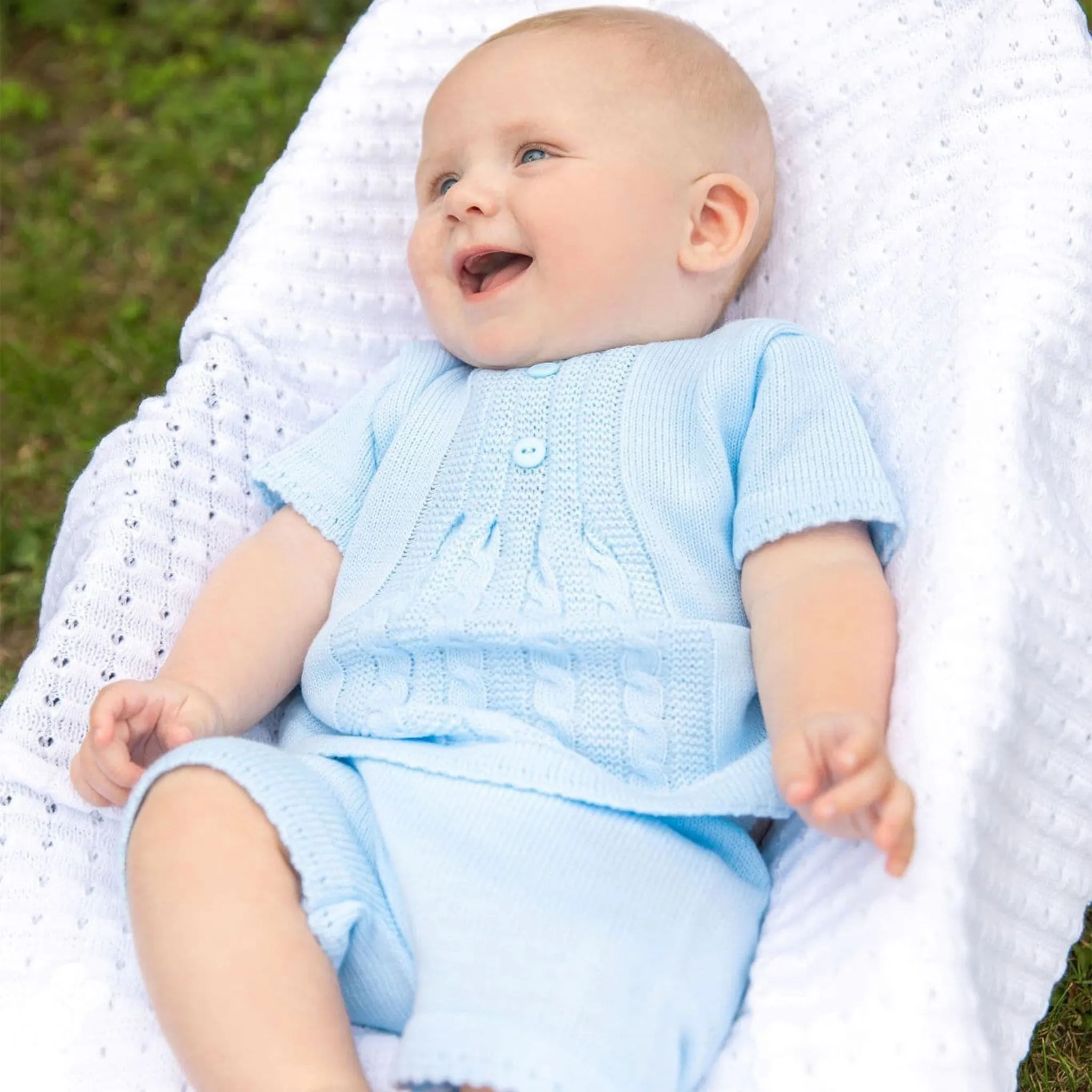 Baby Boy Blue Knitted Jam Pant Shorts & Top