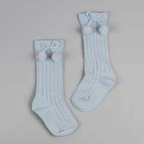 Baby Boy Knee High Pom Pom Socks - Blue