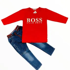 Baby Boy Summer Full Sleeves Dress With Jeans Pant BOSS