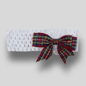 Baby girls  headband with tartan bow