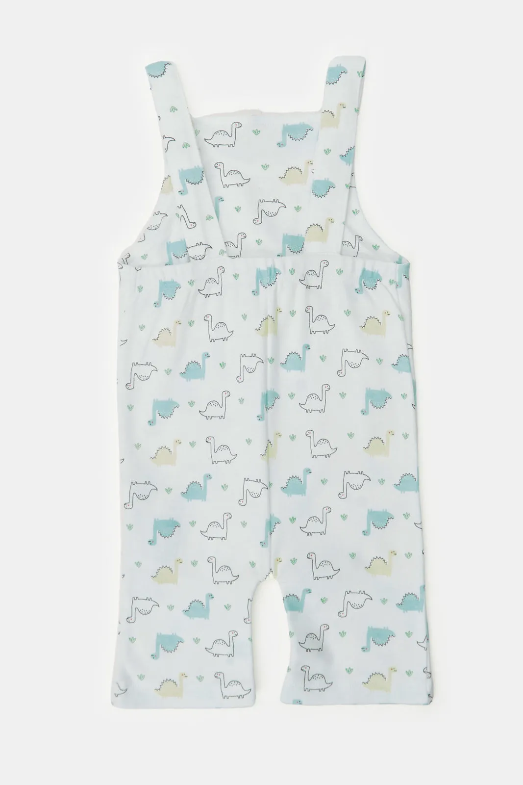 Baby Mint And White Printed T-Shirt And Dungaree Set (2 Piece)