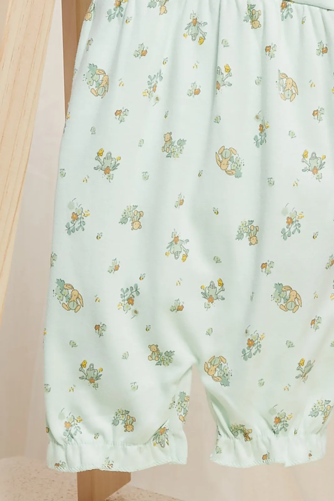 Baby Mint And White T-Shirt And Dungaree Set (2 Piece)