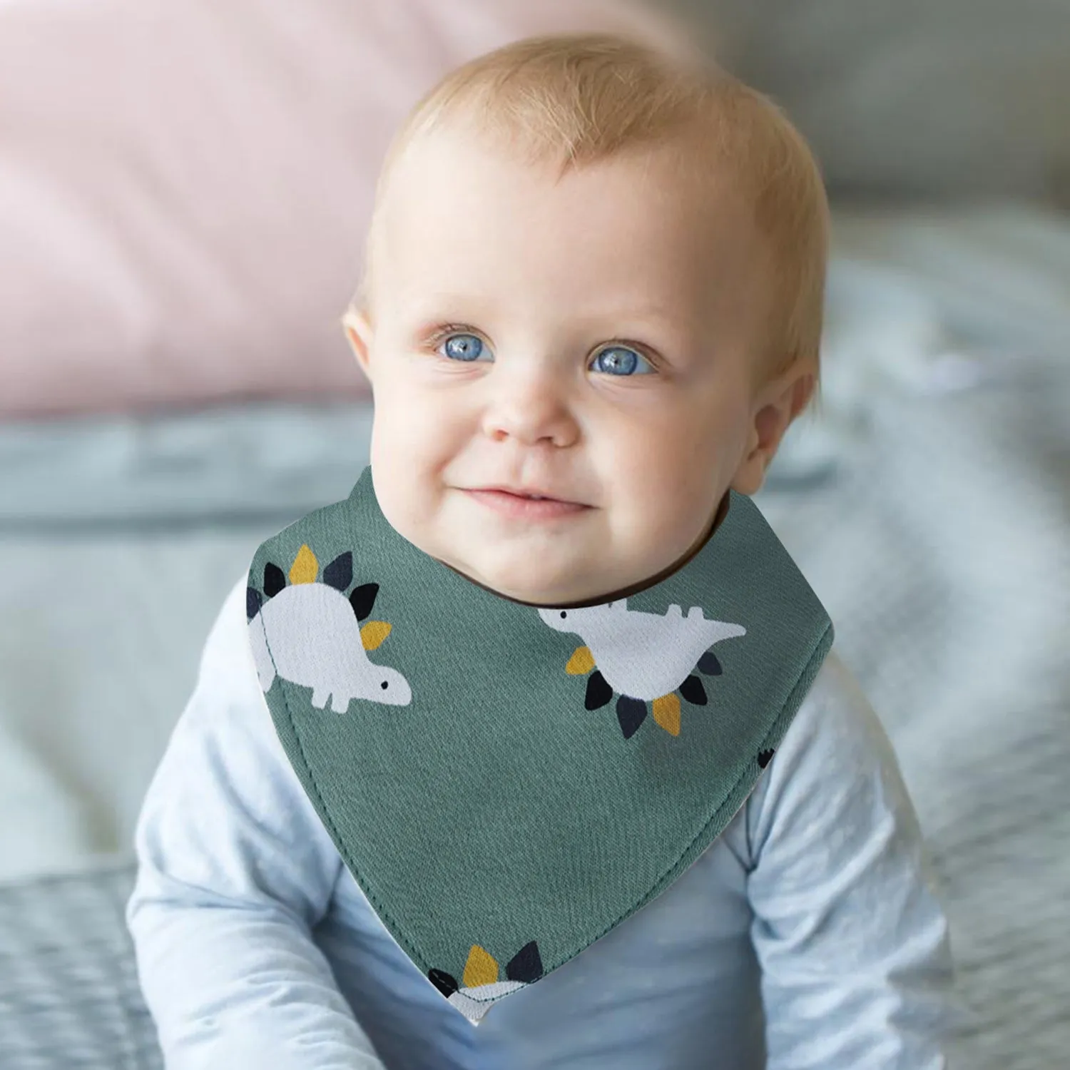 Baby Moo Dino Mighty Fun Cotton 3 Pack Bandana Bibs - Multicolour