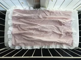 Baby Pink and White Ruffled Crib Blanket
