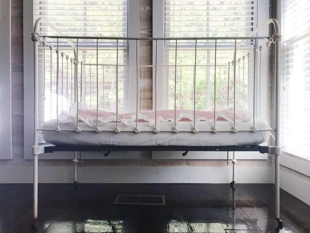 Baby Pink and White Ruffled Crib Blanket