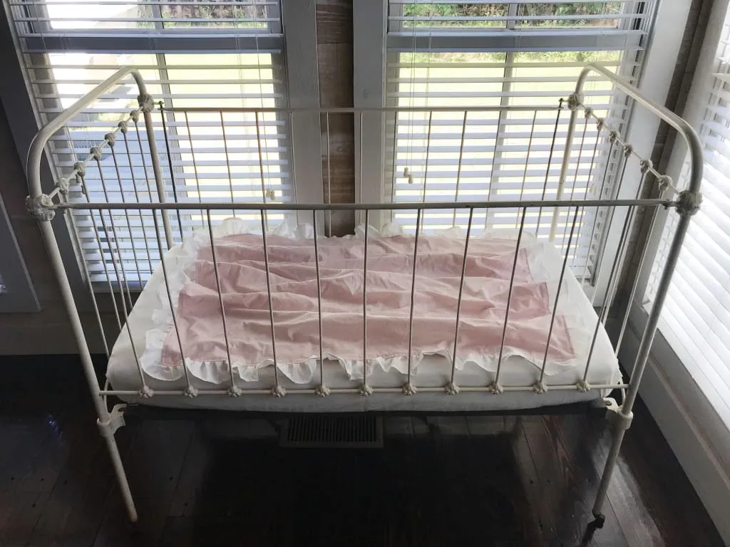 Baby Pink and White Ruffled Crib Blanket