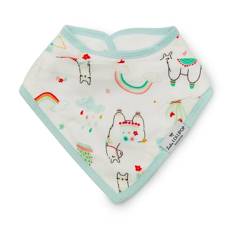 Bandana Bib Set- Llama/Rainbow