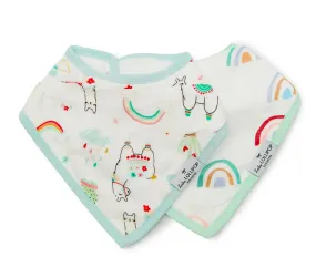 Bandana Bib Set- Llama/Rainbow