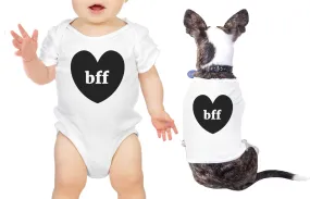Bff Hearts Baby and Pet Matching White Shirts