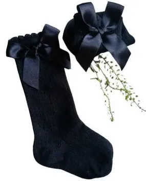 Black Baby Girl Bow Socks