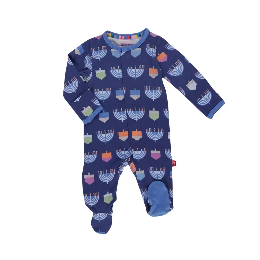 Blue Hanukkah Menorah Magnetic Footie