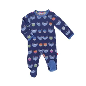 Blue Hanukkah Menorah Magnetic Footie