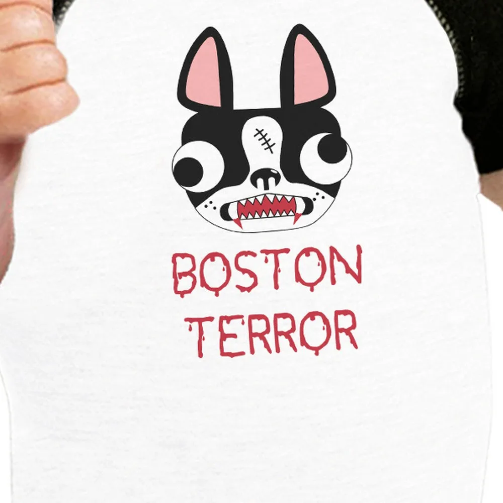 Boston Terror Terrier Baby Black And White BaseBall Shirt