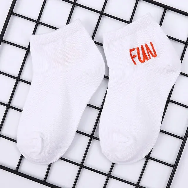 Boys Girls Cotton Socks School Kids Crew White Watermelon Cactus Pineapple Fruit Pattern Casual Sweet Cute