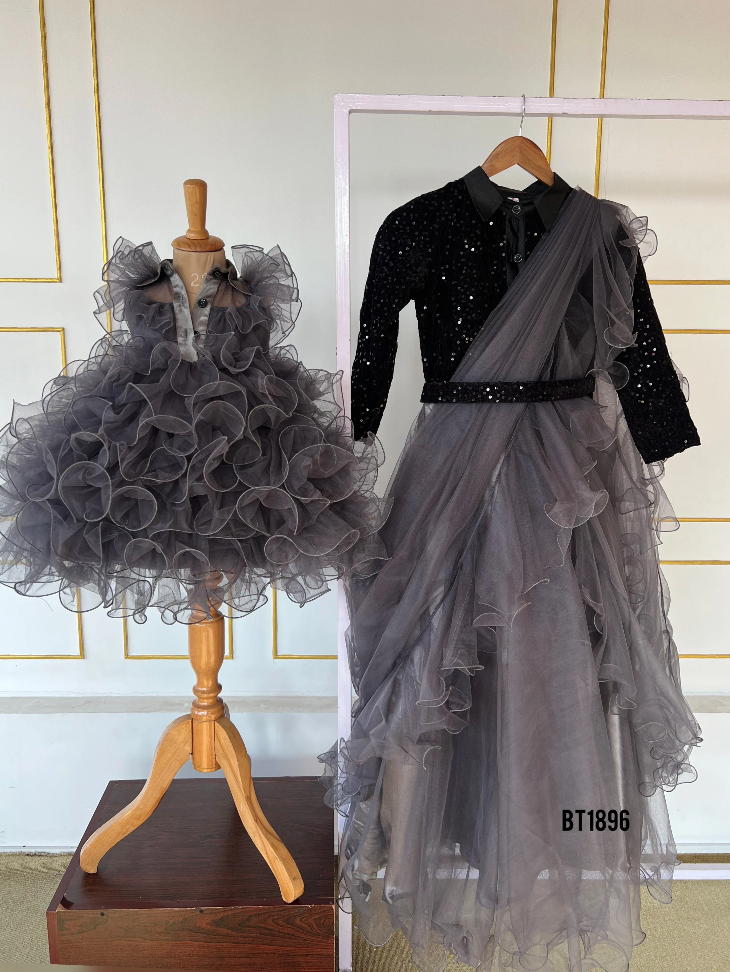 BT1896 Elegant Evening: Chic Mom & Baby Combo Dress