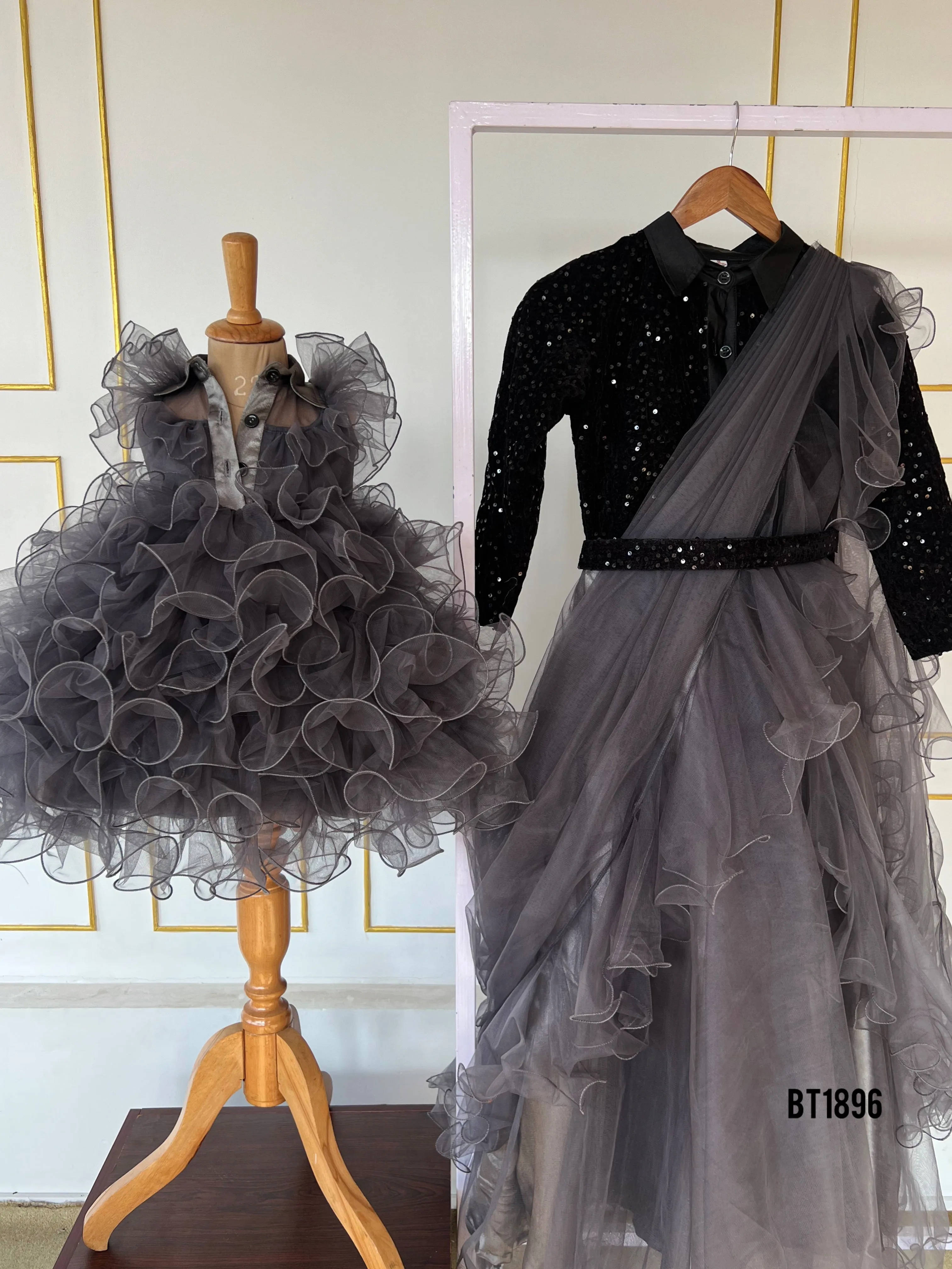 BT1896 Elegant Evening: Chic Mom & Baby Combo Dress