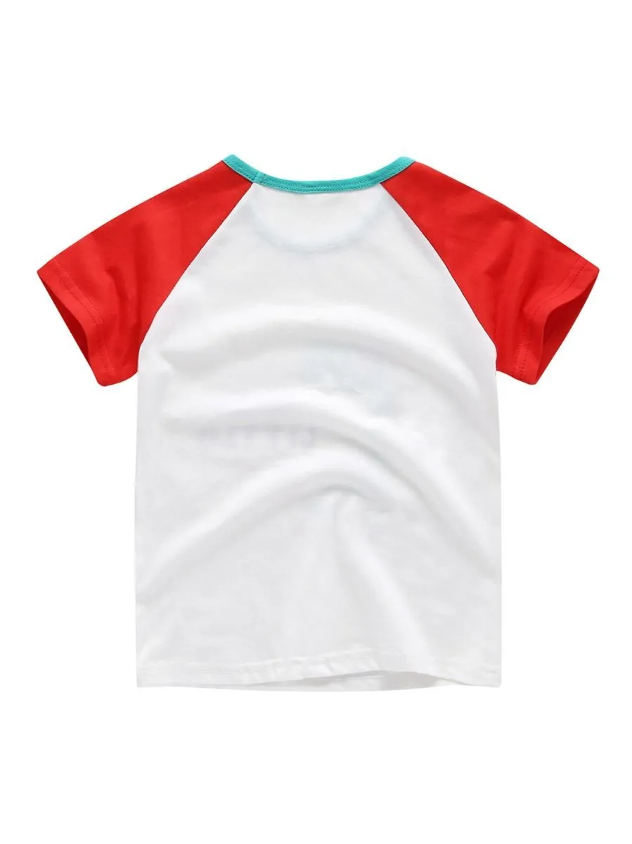 Cartoon Dinosaur Color-blocking Baby Little Boy T-shirt