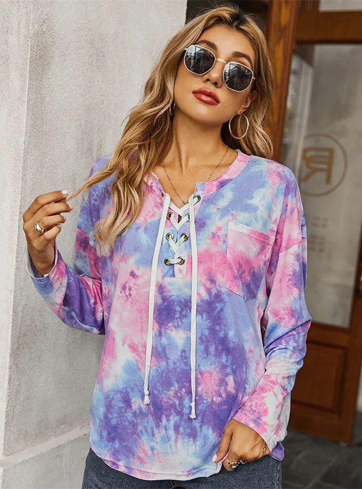 Color Tie-dyed Rope T-shirt Girl