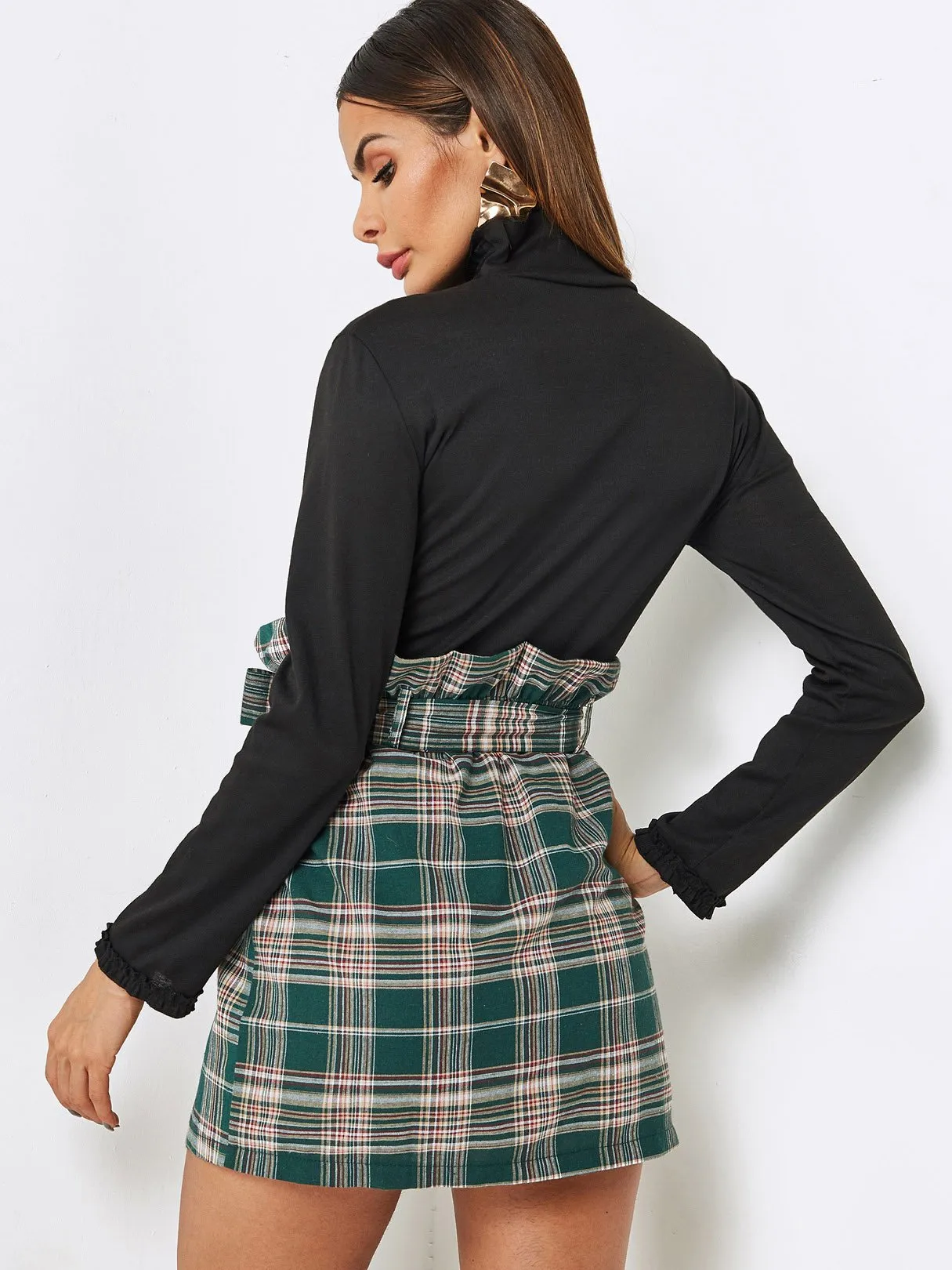 Custom Perkins Collar Plain Pleated Long Sleeve T-Shirts