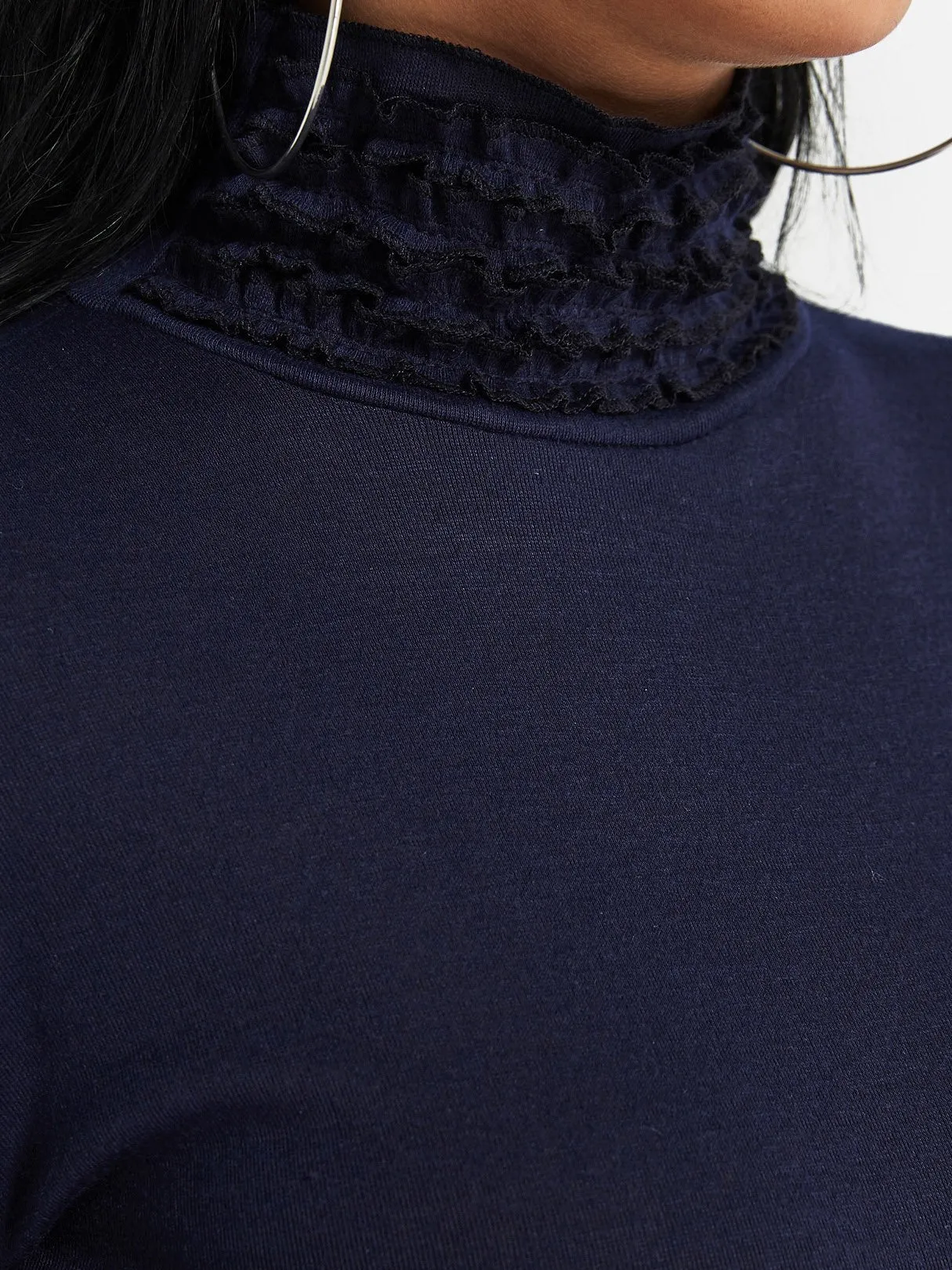 Custom Perkins Collar Plain Pleated Long Sleeve T-Shirts