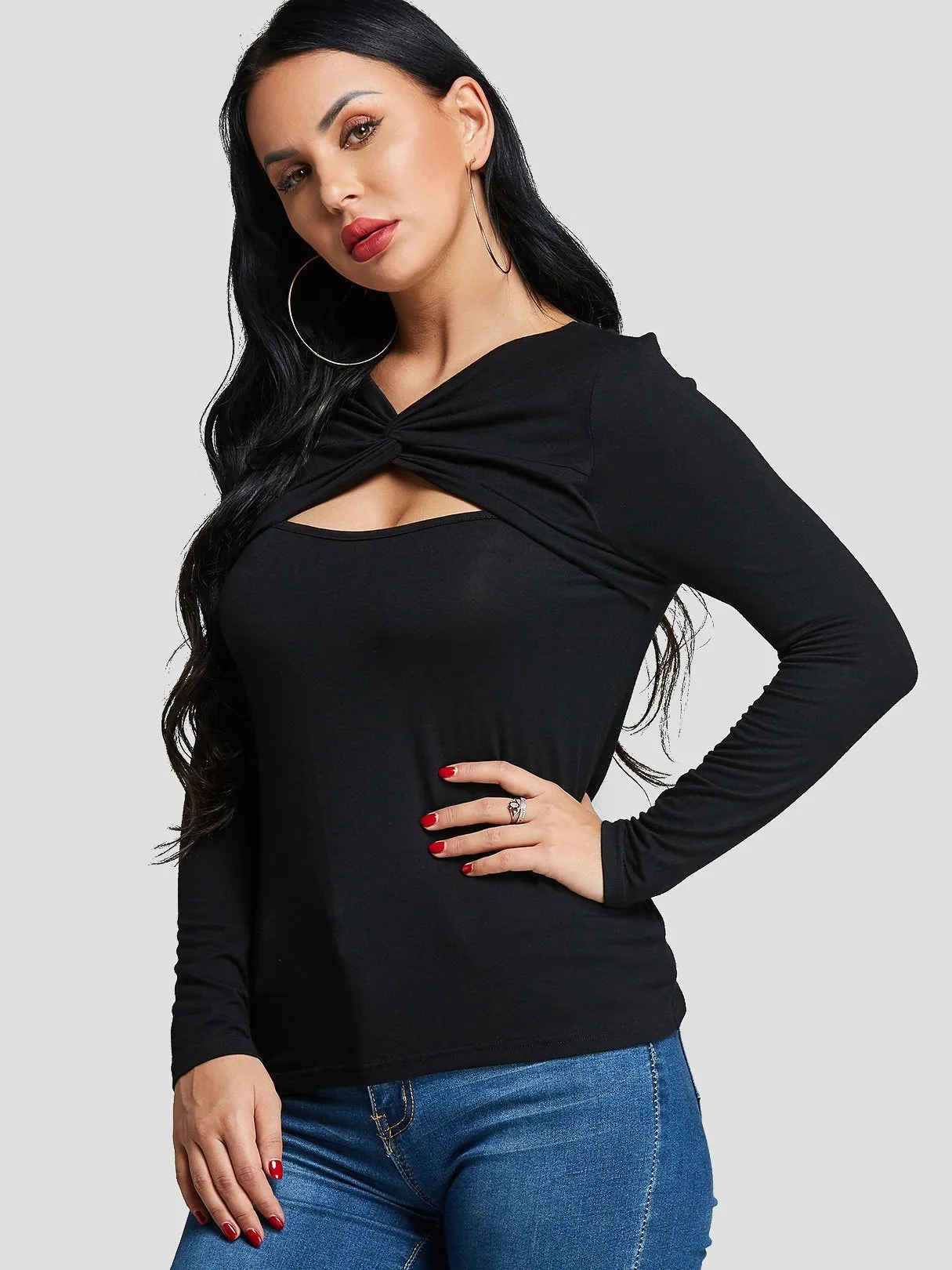 Custom Plain Long Sleeve Black T-Shirts