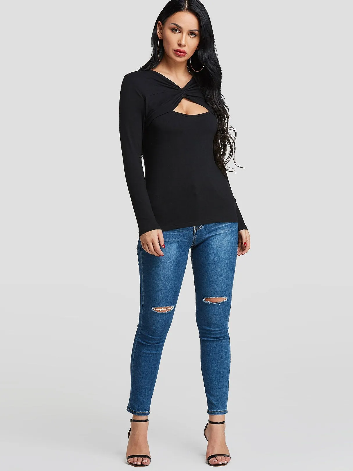 Custom Plain Long Sleeve Black T-Shirts