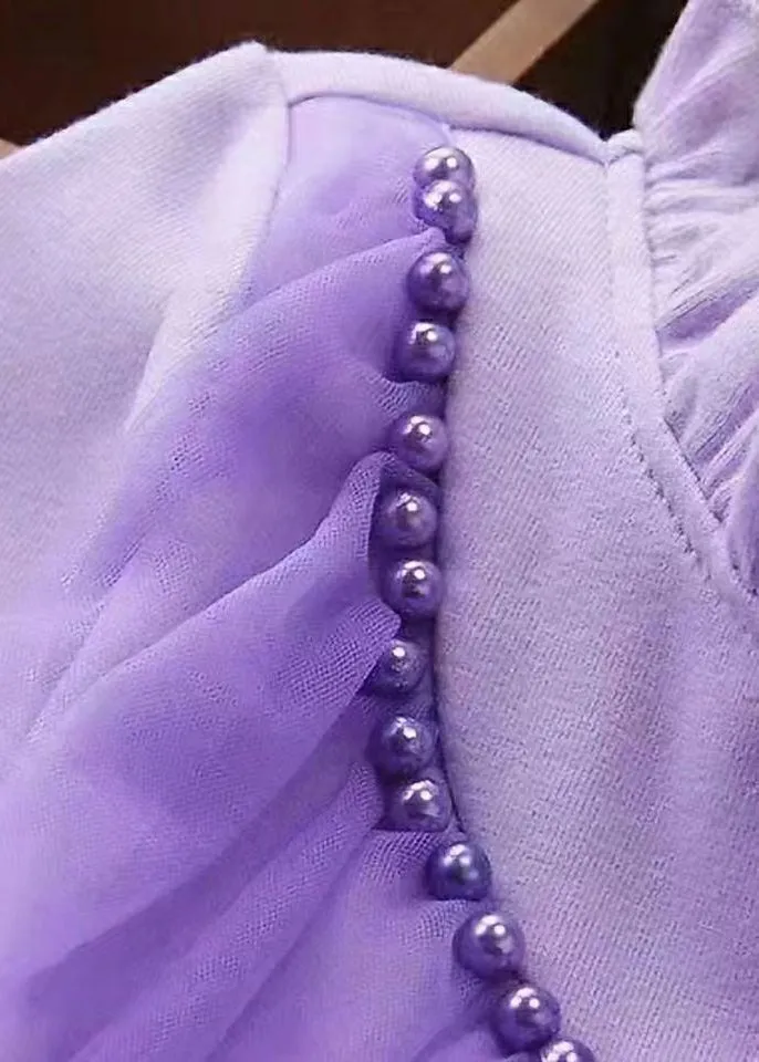 Cute Pink Ruffled Nail Bead Patchwork Tulle Baby Girls Dresses Fall ML0219