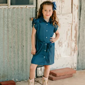 Denim Aztec SS Pearl Snap Dress Baby (0-18M)