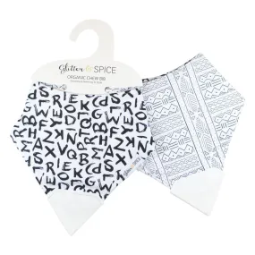 Double Sided Chew Bib - A to Z / Mudcloth