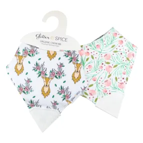 Double Sided Chew Bib - Oh Deer / Tulip