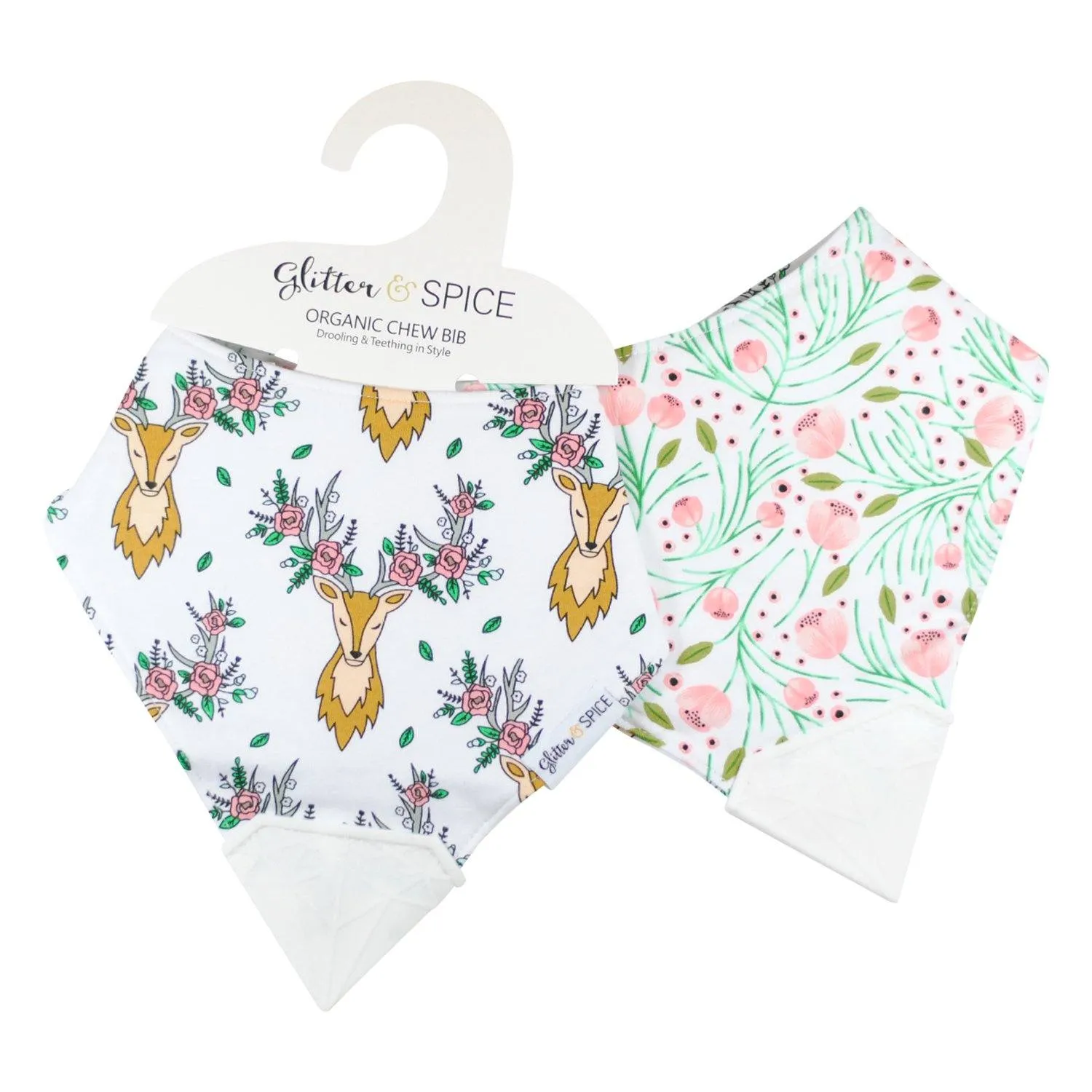 Double Sided Chew Bib - Oh Deer / Tulip