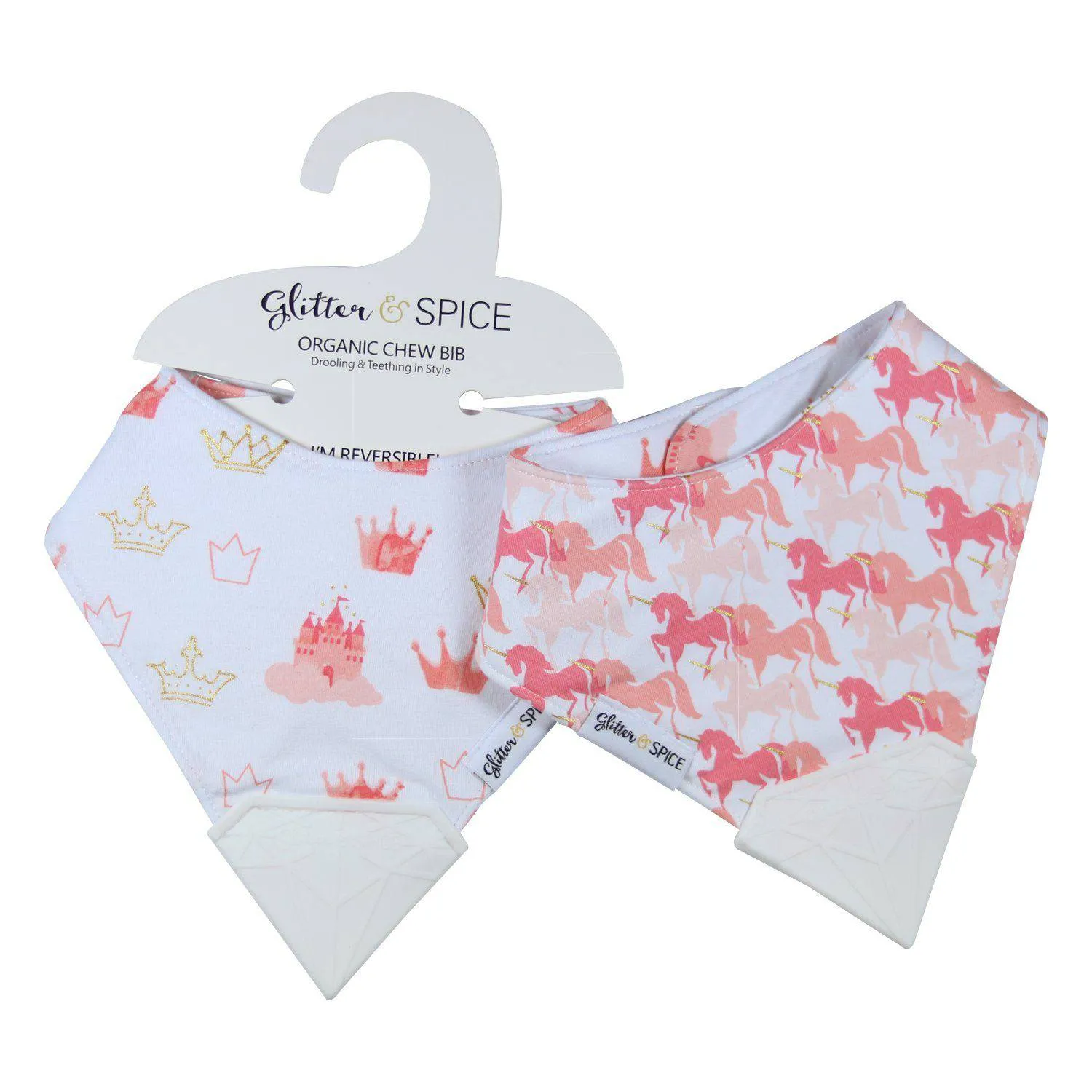 Double Sided Chew Bib - Princess / Unicorns