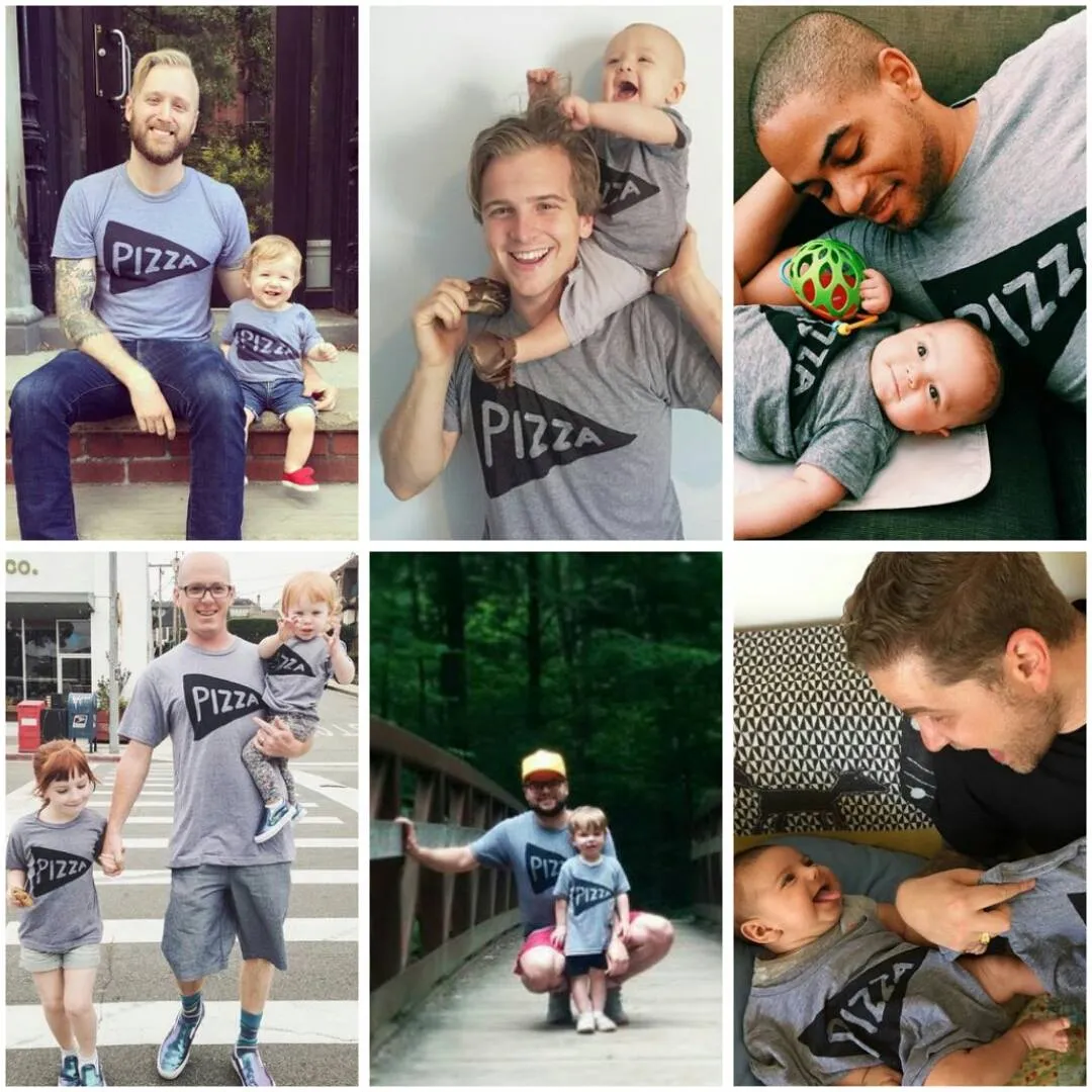 Father Daughter, Father and Son Family Matching Pizza Slice Graphic T Shirts