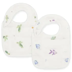 Fish & Turtle Bib Set